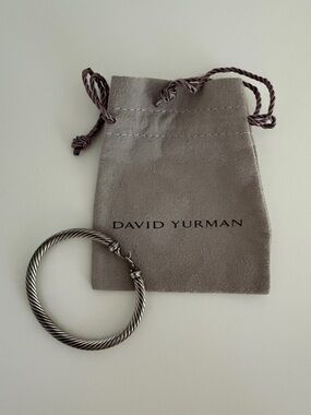 David Yurman Silver Cable Bracelet with Original Dust Bag